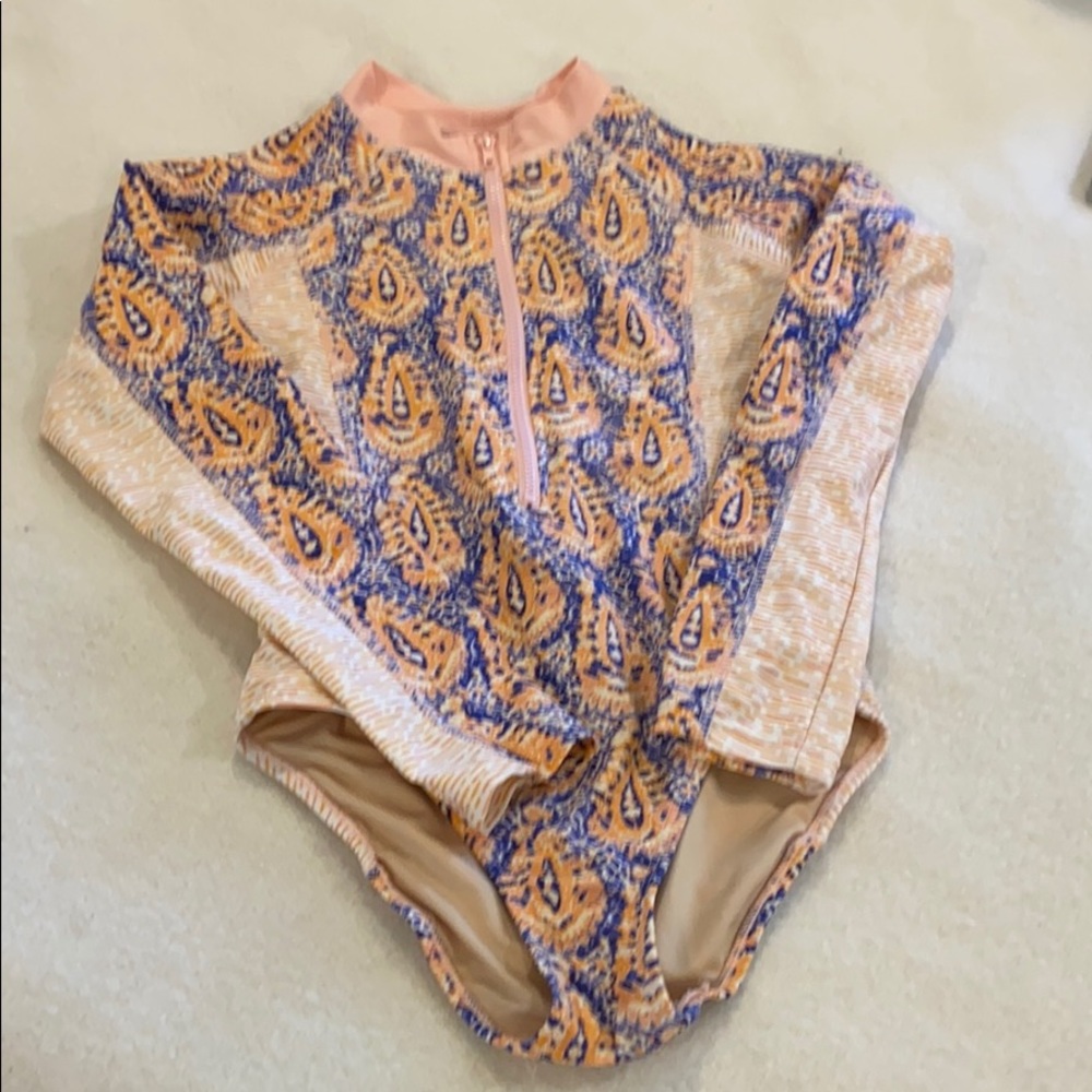 Girl’s Cabana Life long sleeve swimsuit, size 7/8